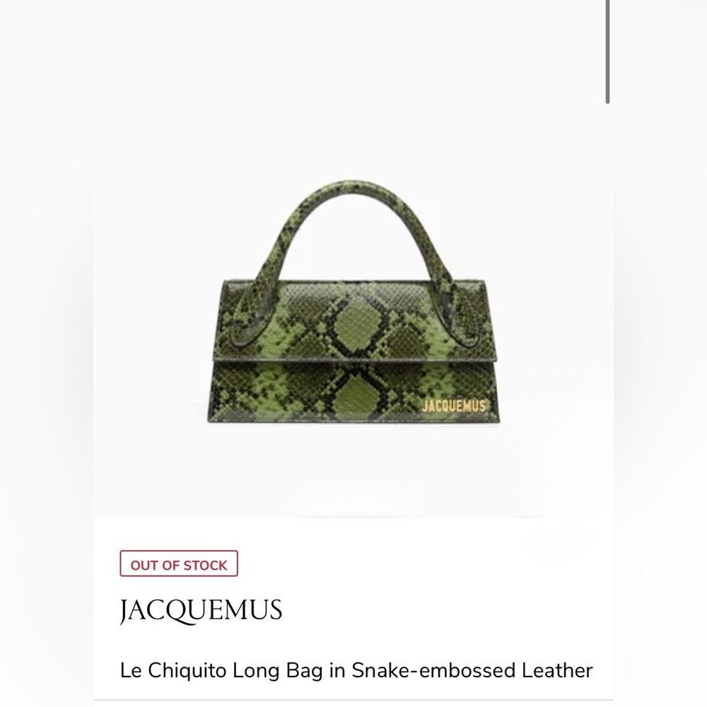 Jacquemus Green Snake-Embossed Le Chiquito Long Bag